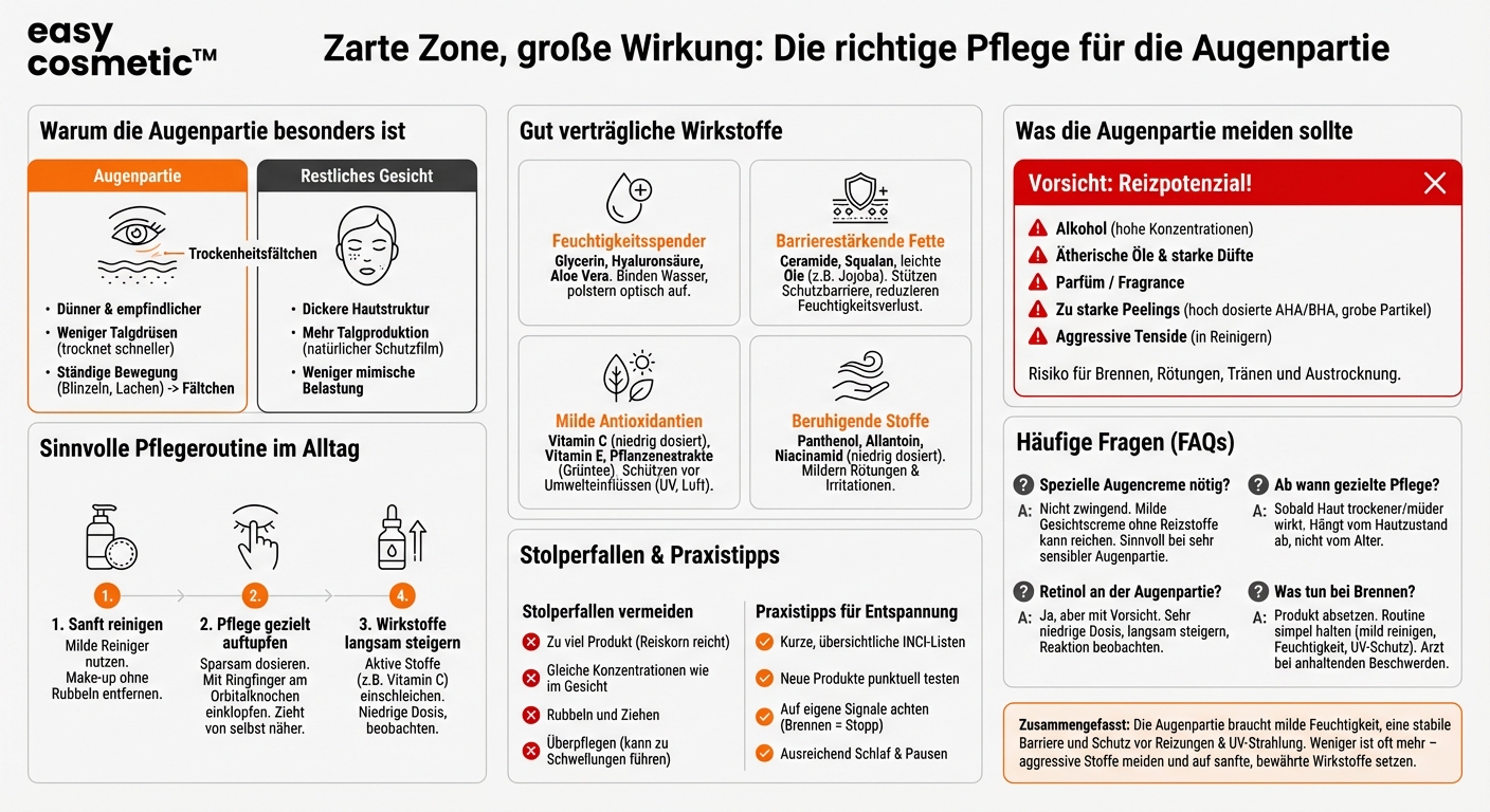 Welche Inhaltsstoffe eignen sich für die Pflege der Augenpartie und welche sollte man dort vermeiden?