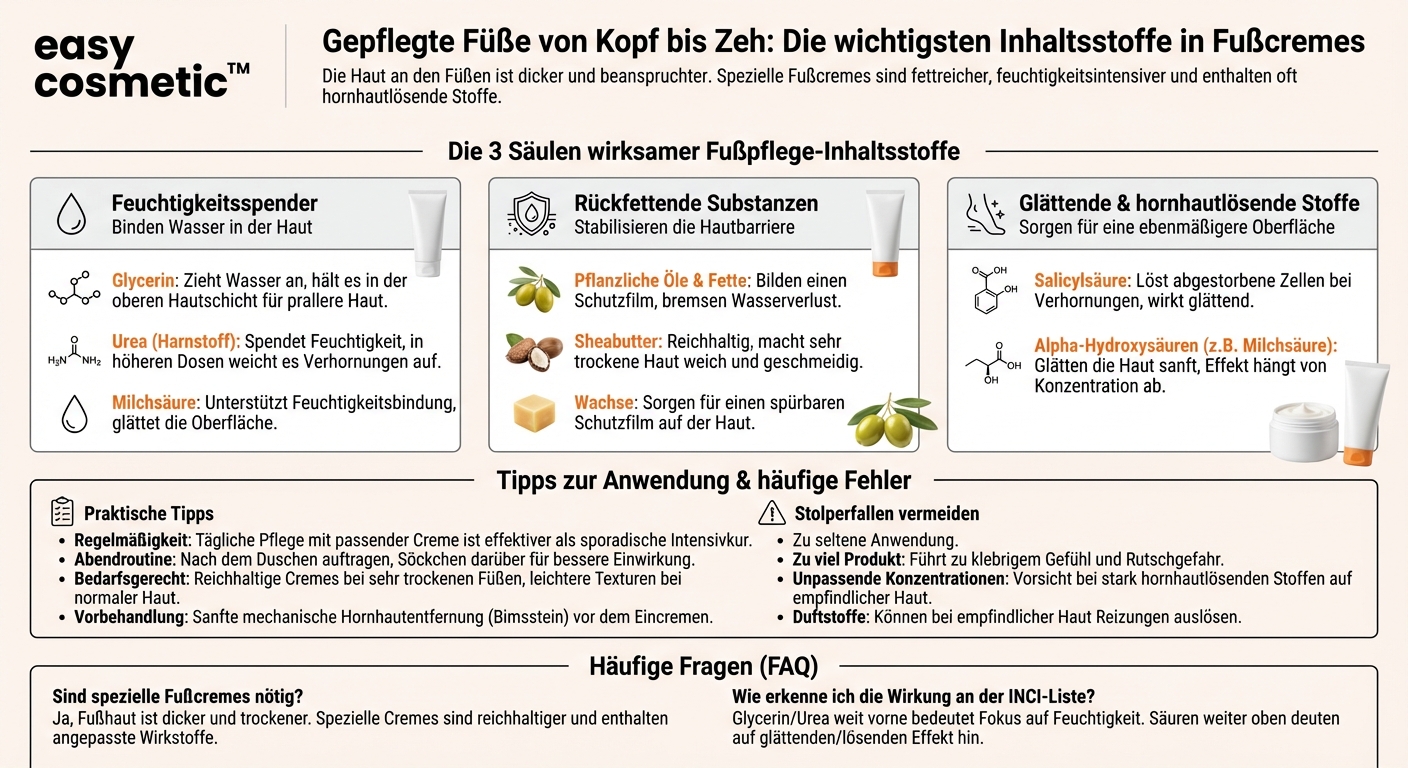 Welche Inhaltsstoffe in Fußcremes sind besonders wirksam für gepflegte Füße?