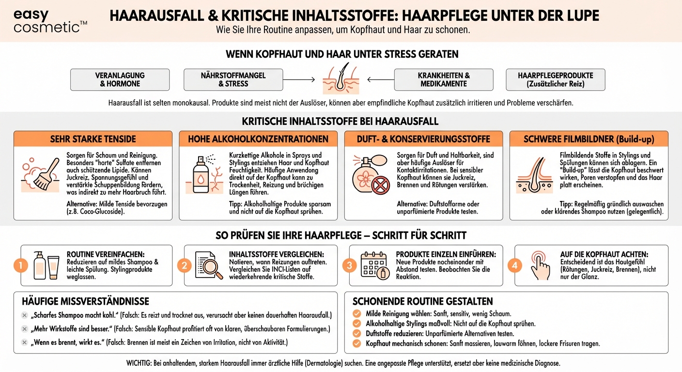 Welche Inhaltsstoffe in Haarpflegeprodukten sollte ich bei Haarausfall eher meiden?