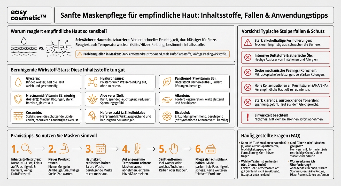 Welche Inhaltsstoffe in Masken sind besonders gut für empfindliche oder zu Rötungen neigende Haut geeignet?