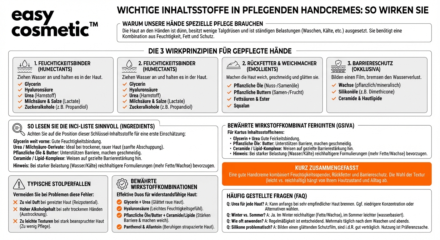 Welche Inhaltsstoffe sind in Handcremes besonders pflegend?