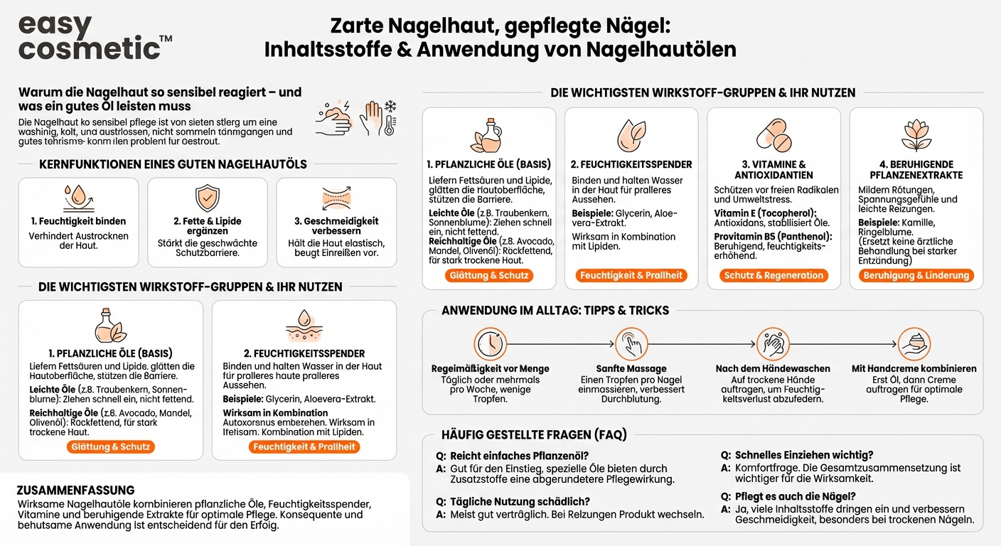 Welche Inhaltsstoffe sind in Nagelhautölen besonders pflegend?