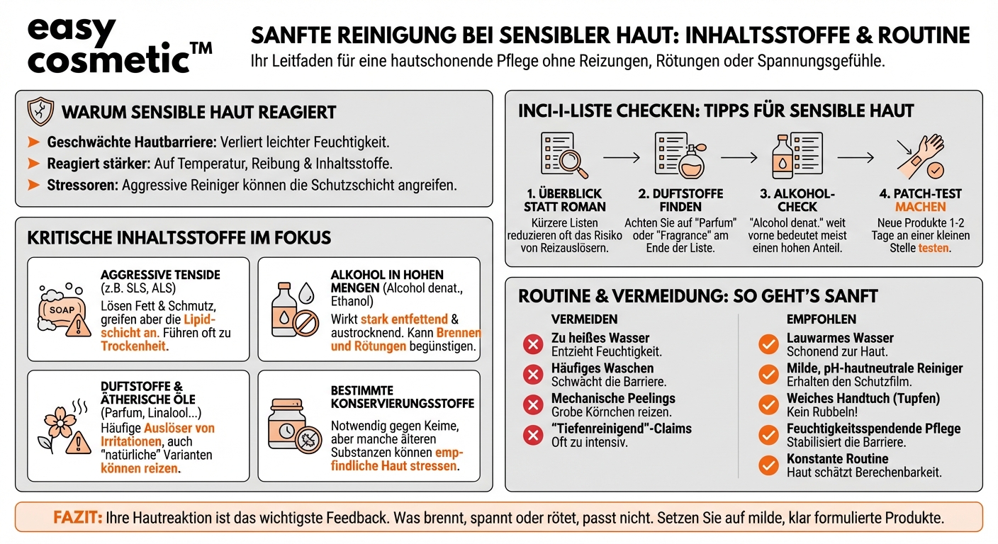 Welche Inhaltsstoffe sollte ich bei Gesichtsreinigern meiden, wenn ich sensible Haut habe?