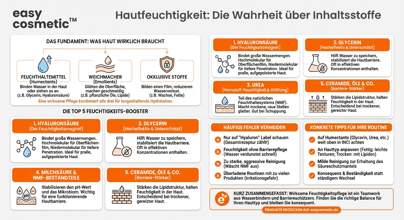 Welche Inhaltsstoffe spenden der Haut besonders effektiv Feuchtigkeit?