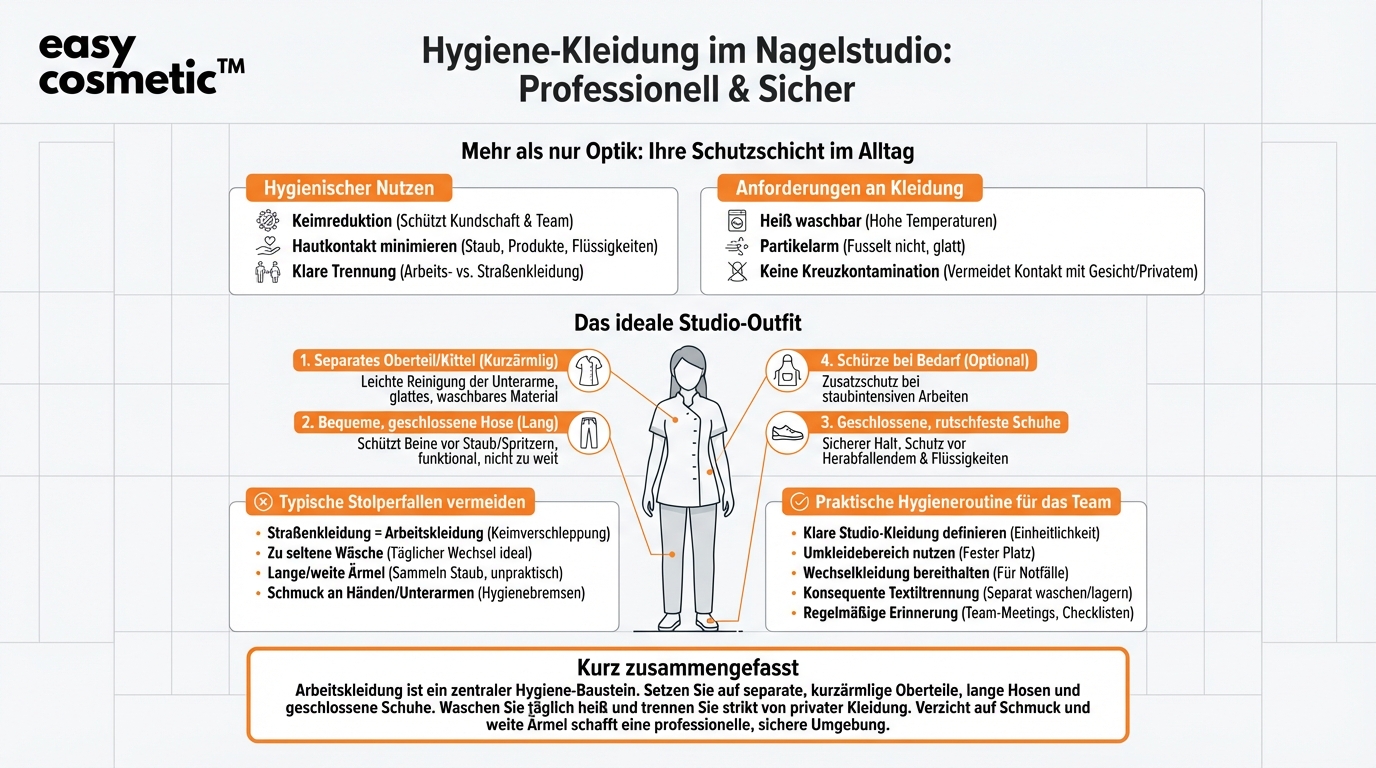 Welche Kleidung oder Arbeitskleidung ist für Mitarbeiter im Nagelstudio aus hygienischer Sicht sinnvoll?