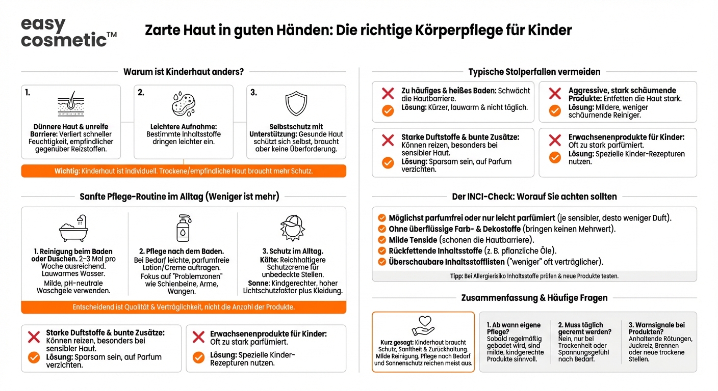 Welche Körperpflege eignet sich für Kinderhaut und worauf sollte man bei Produkten achten?