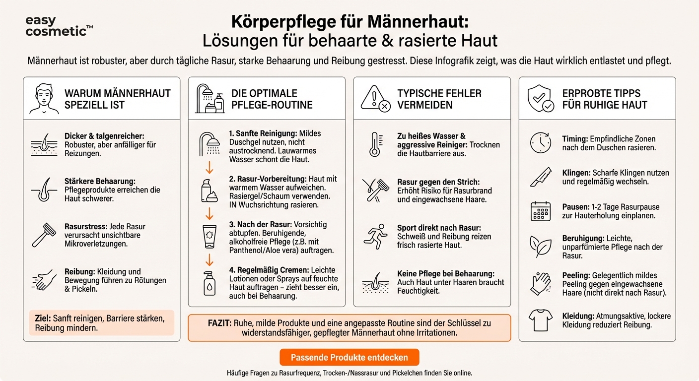 Welche Körperpflege eignet sich für Männerhaut, die häufig rasiert oder stark behaart ist?