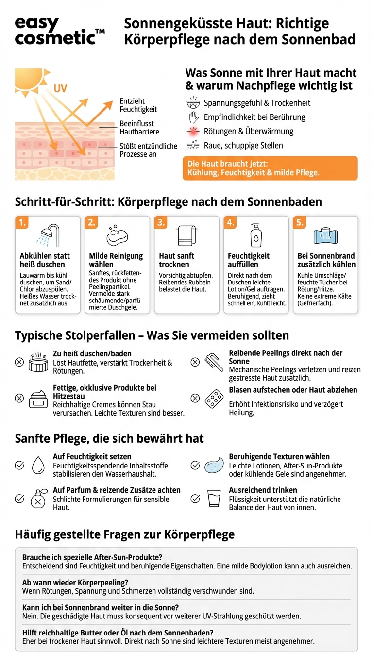 Welche Körperpflege empfiehlt sich nach dem Sonnenbaden oder einem Sonnenbrand?