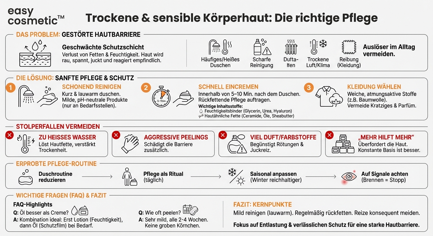 Welche Körperpflege ist bei trockener oder sehr sensibler Körperhaut sinnvoll?