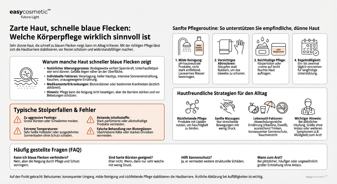 Welche Körperpflege ist für sehr dünne oder zu blauen Flecken neigende Haut geeignet?