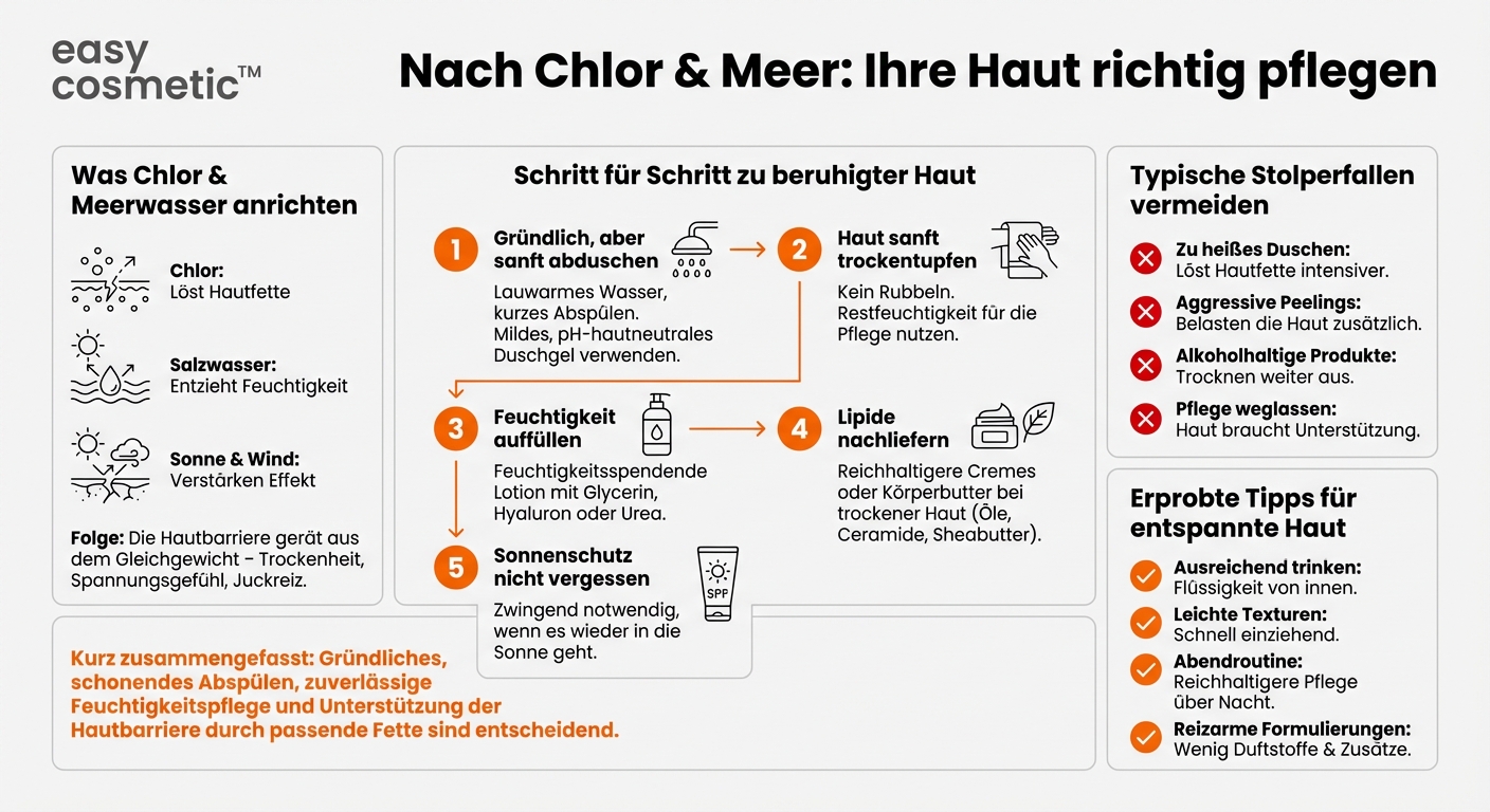 Welche Körperpflege ist nach dem Baden in chlorhaltigem Wasser oder im Meer empfehlenswert?