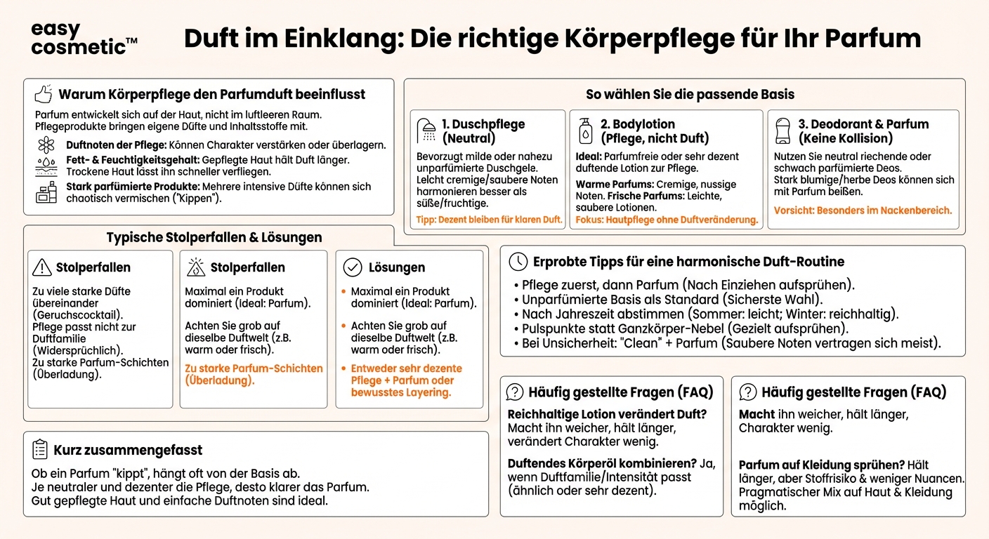 Welche Körperpflegeprodukte passen zu meinem Parfum, damit es nicht „kippt“?