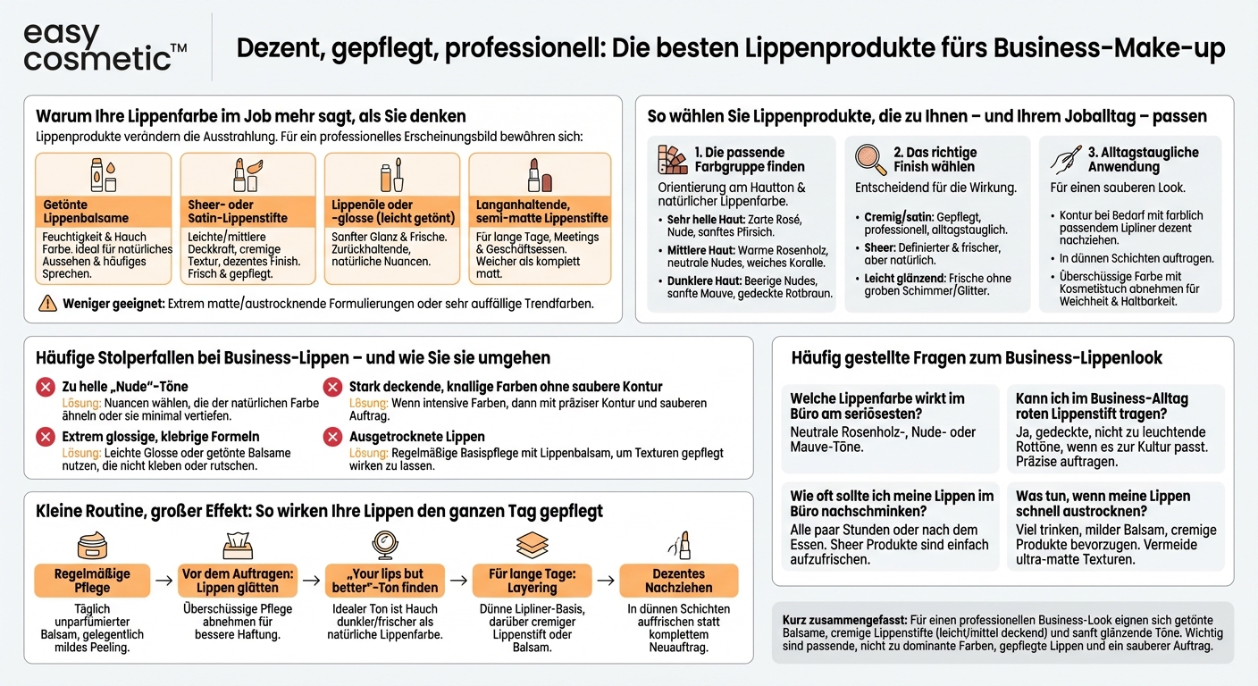 Welche Lippenprodukte eignen sich für ein dezentes, aber professionelles Business-Make-up?