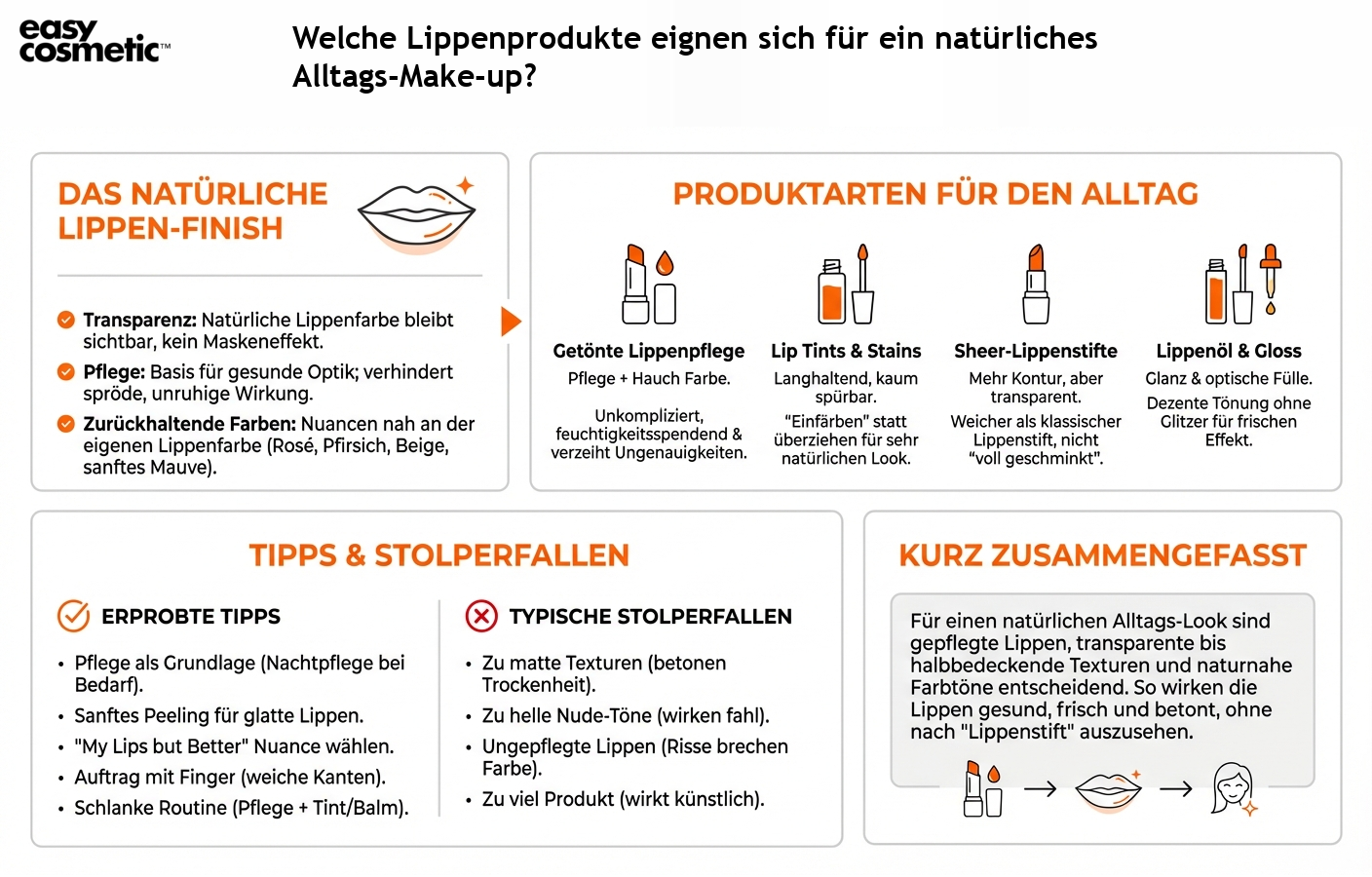 Welche Lippenprodukte eignen sich für ein natürliches Alltags-Make-up?