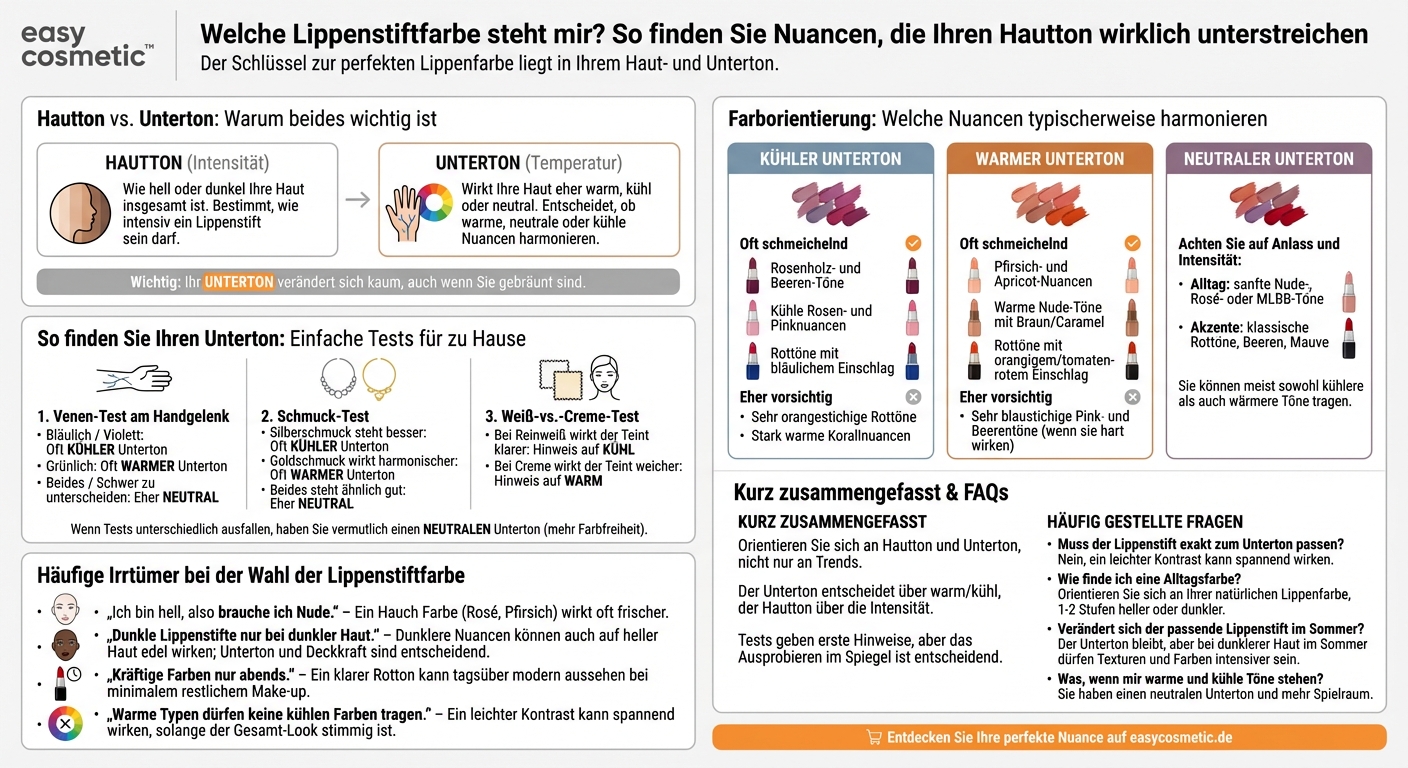 Welche Lippenstiftfarben stehen mir – wie orientiere ich mich an Haut- und Unterton?