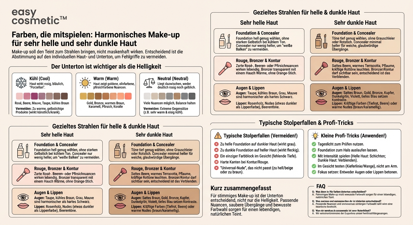Welche Make-up-Techniken eignen sich für sehr helle oder sehr dunkle Hauttöne, damit die Farben harmonisch wirken?