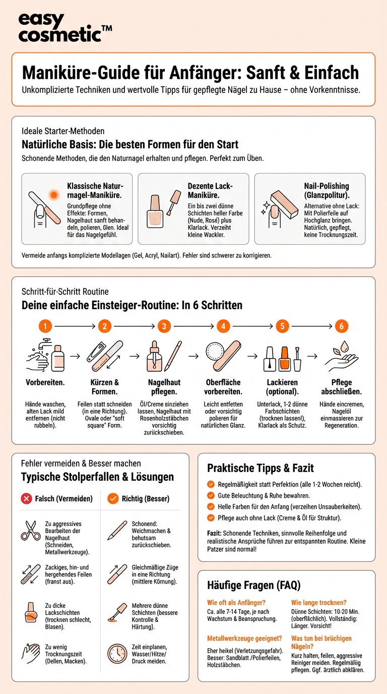 Welche Maniküre-Techniken eignen sich besonders für Anfängerinnen und Anfänger?