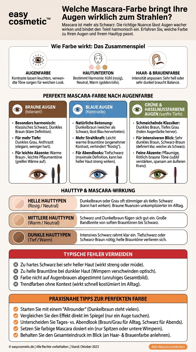 Welche Mascara-Farbe passt am besten zu meiner Augenfarbe und meinem Hauttyp?