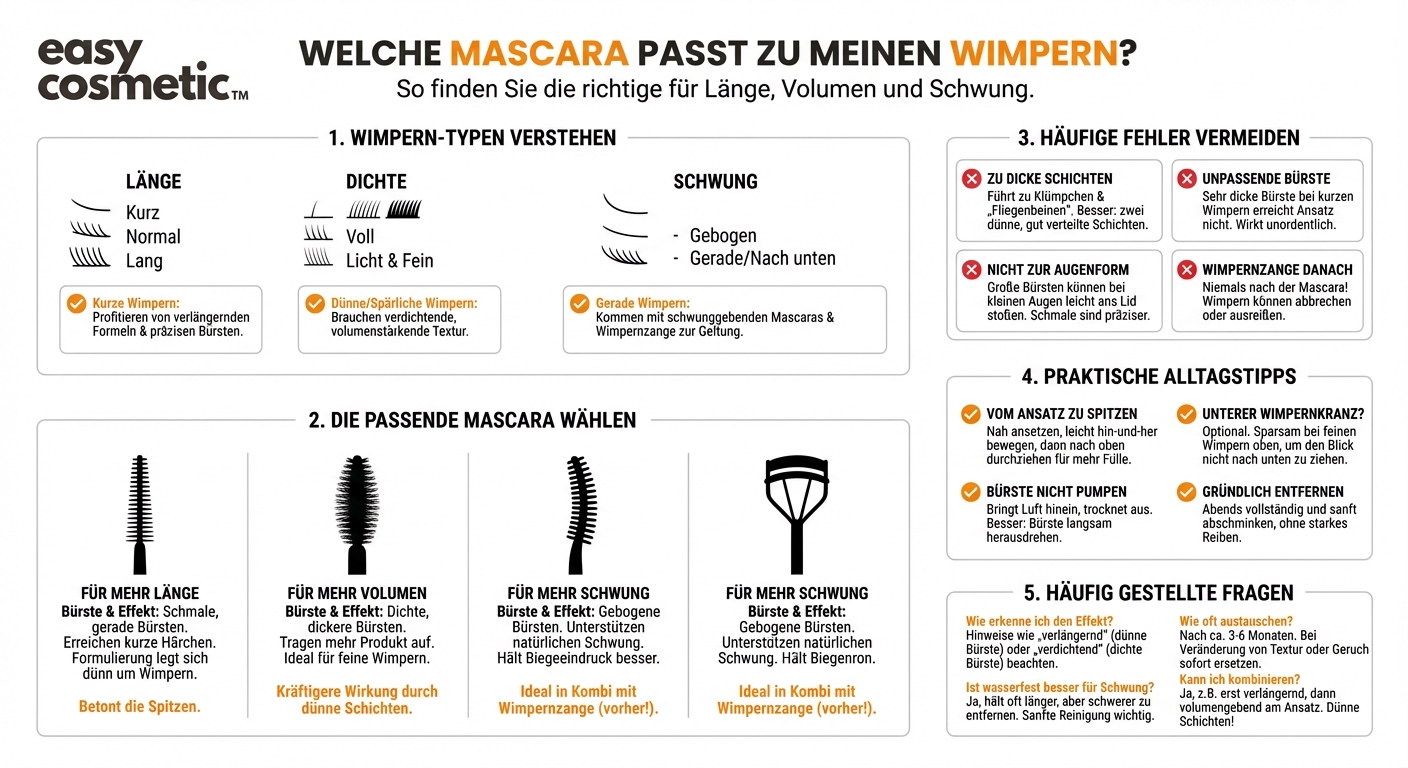 Welche Mascara ist die richtige für meine Wimpern (Länge, Volumen, Schwung)?
