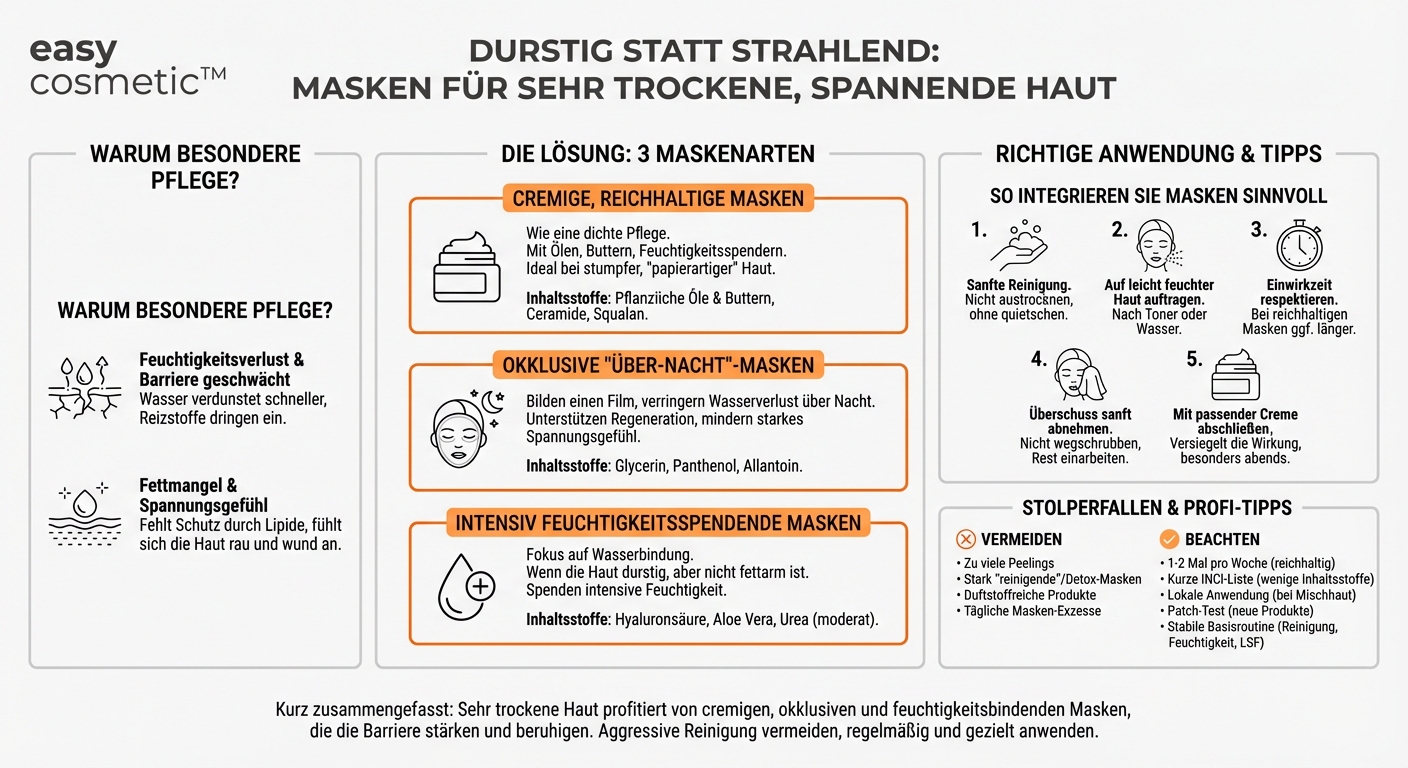 Welche Masken eignen sich besonders gut für sehr trockene, spannende Haut?