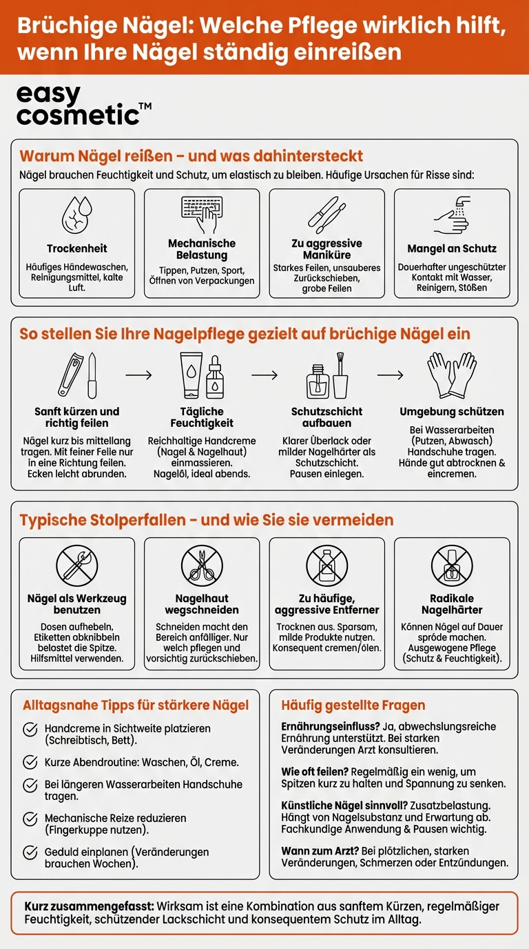 Welche Nagelpflege eignet sich, wenn meine Nägel schnell einreißen?