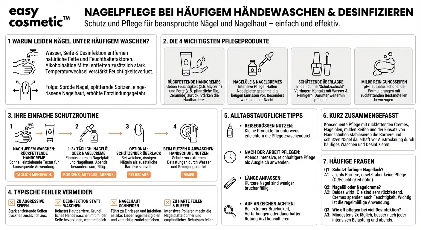 Welche Nagelpflegeprodukte eignen sich bei häufigem Hände­waschen oder Desinfizieren?