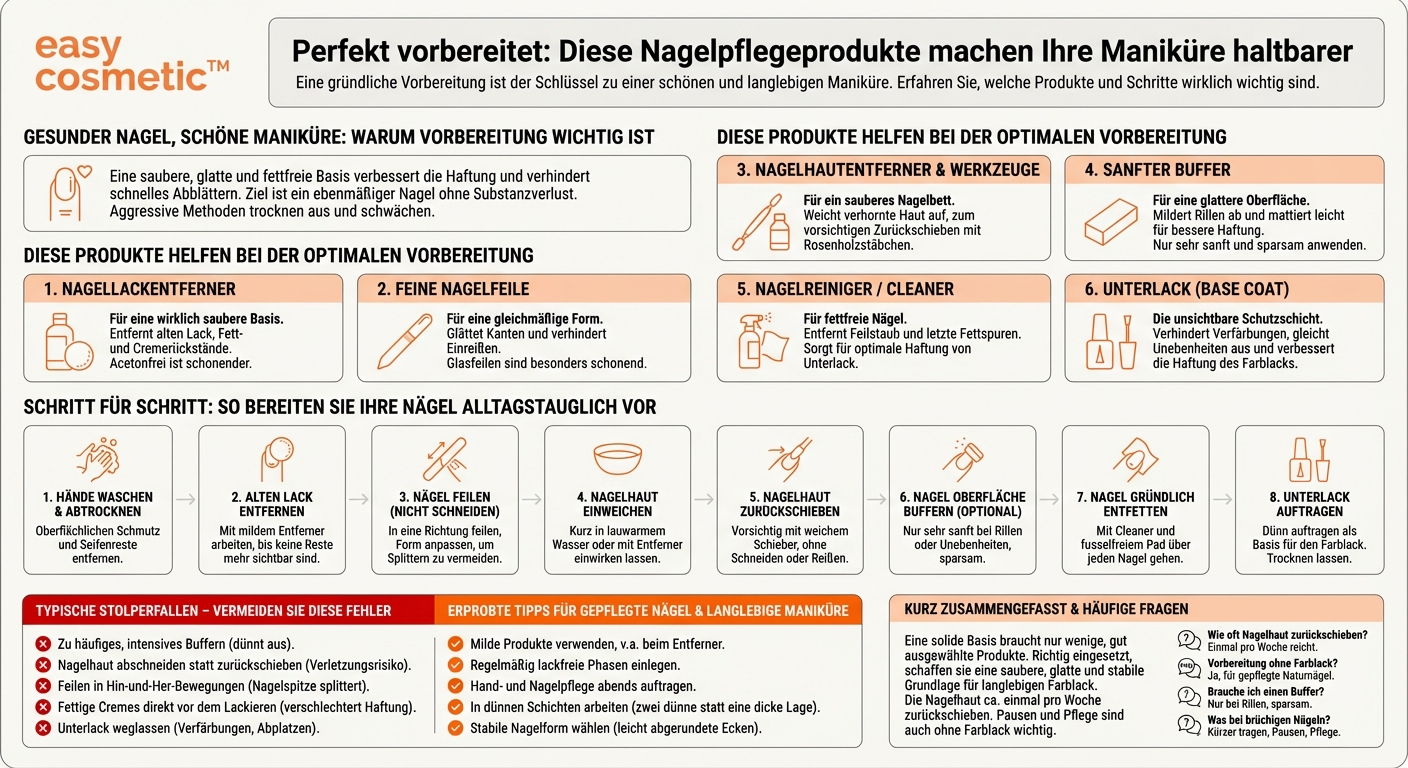 Welche Nagelpflegeprodukte sind besonders geeignet, um Nägel auf eine Maniküre vorzubereiten?