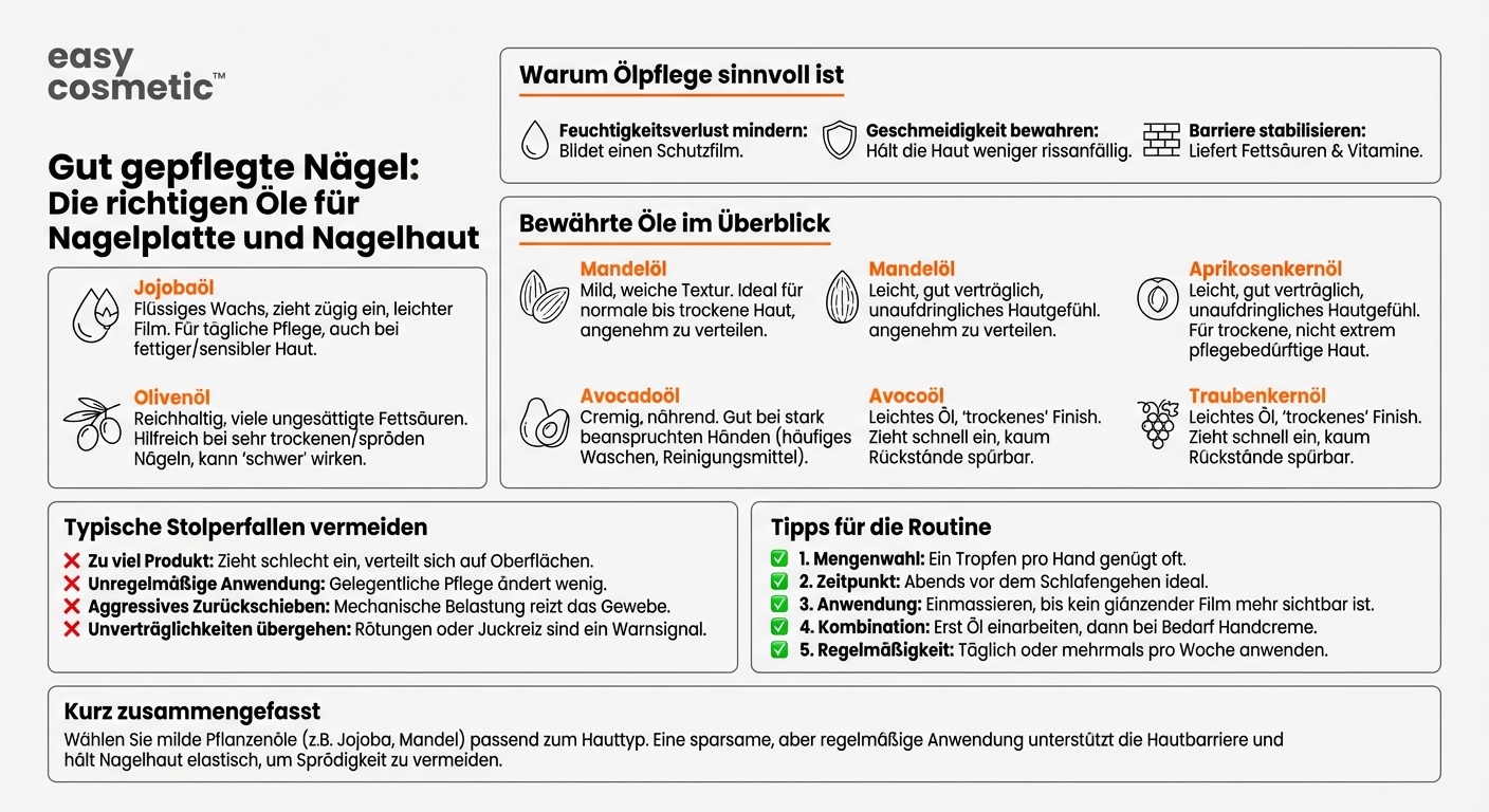 Welche Öle eignen sich zur Pflege von Nagelplatte und Nagelhaut?