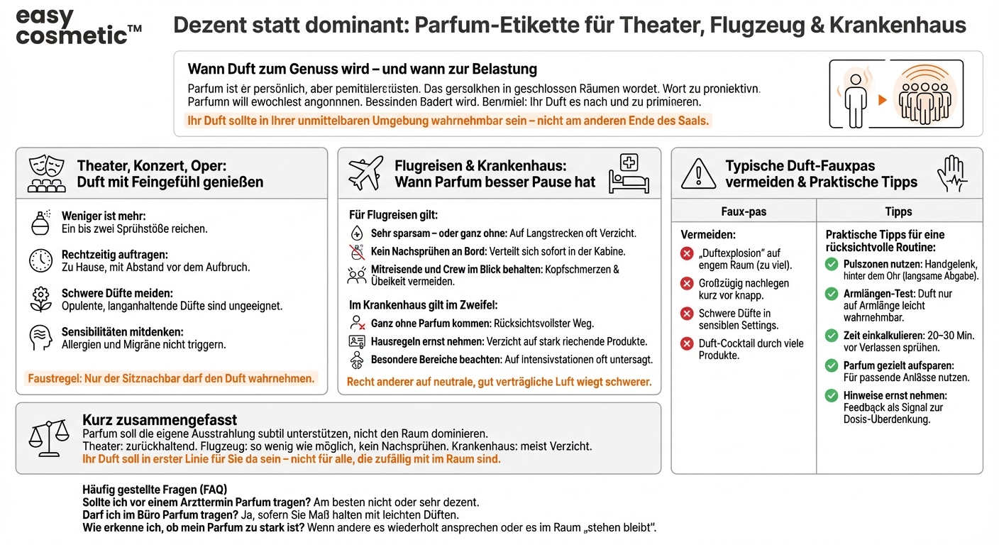 Welche Parfumetikette gilt bei besonderen Anlässen wie Theater, Flugreisen oder im Krankenhaus?