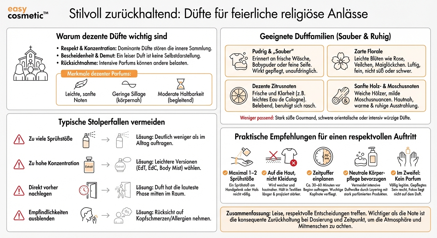 Welche Parfums eignen sich für feierliche religiöse Anlässe oder Zeremonien, bei denen dezente Düfte gefragt sind?