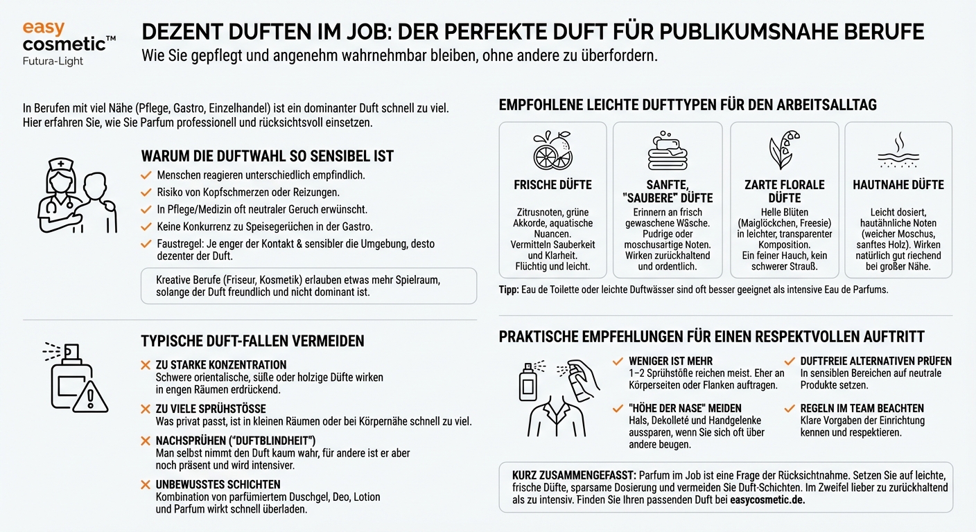 Welche Parfums eignen sich, wenn man in einem sehr publikumsnahen Beruf arbeitet (z. B. Pflege, Gastronomie, Friseur)?