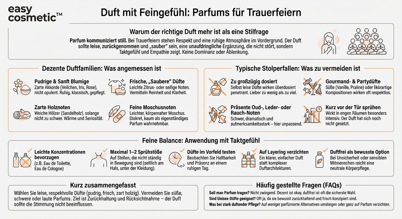 Welche Parfums passen zu formellen, schwarzen Anlässen wie Trauerfeiern oder Gedenkveranstaltungen?