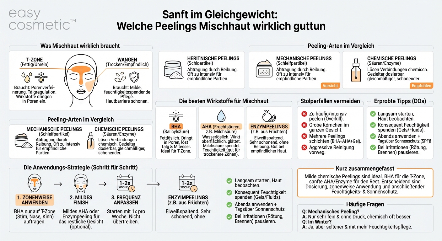 Welche Peelings eignen sich bei Mischhaut mit gleichzeitig fettigen und trockenen Partien?