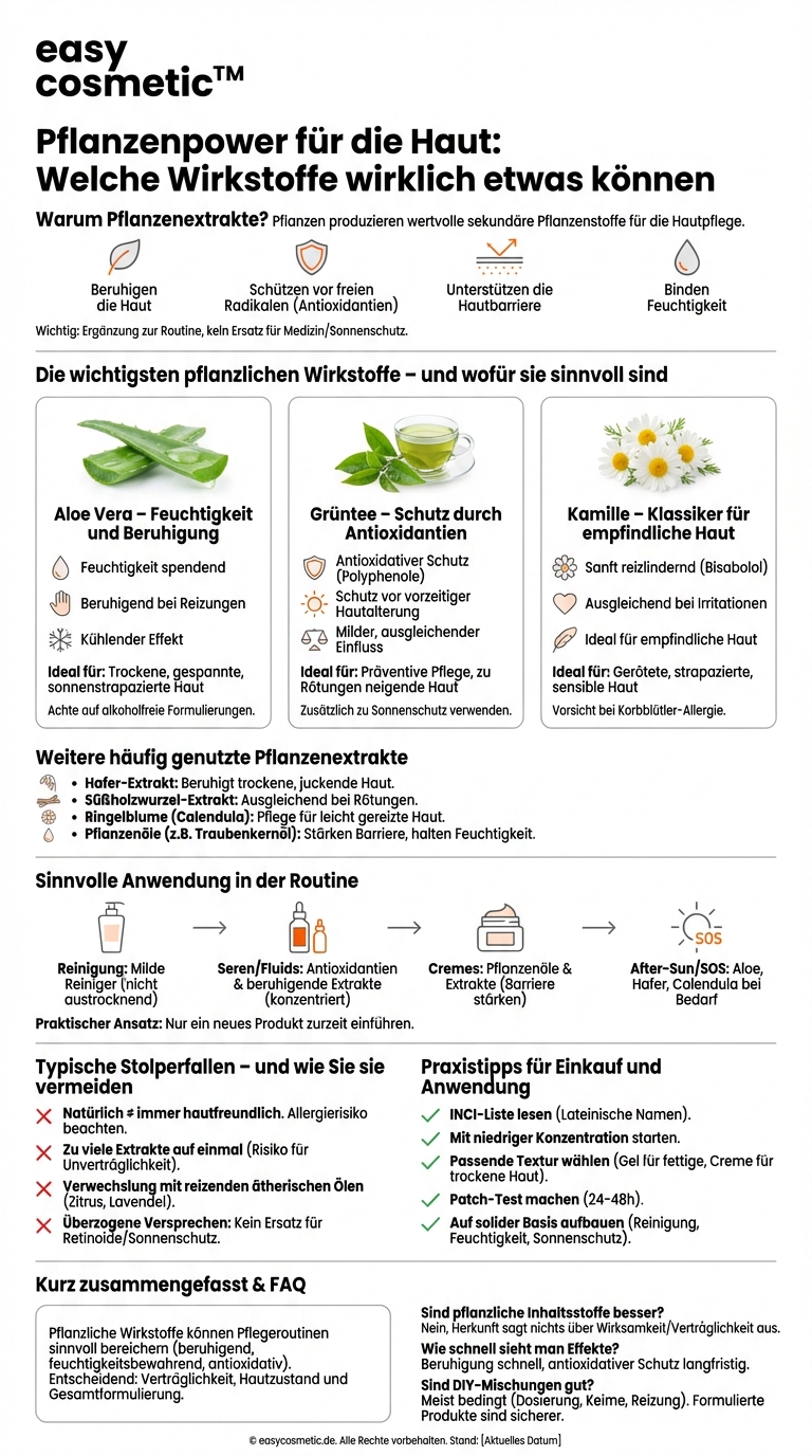 Welche pflanzlichen Wirkstoffe (z.B. Aloe Vera, Grüntee, Kamille) sind tatsächlich wirksam und wofür?
