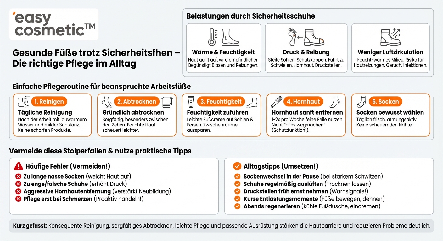 Welche Pflege brauchen Füße, die häufig in Sicherheitsschuhen oder Arbeitsschuhen stecken?