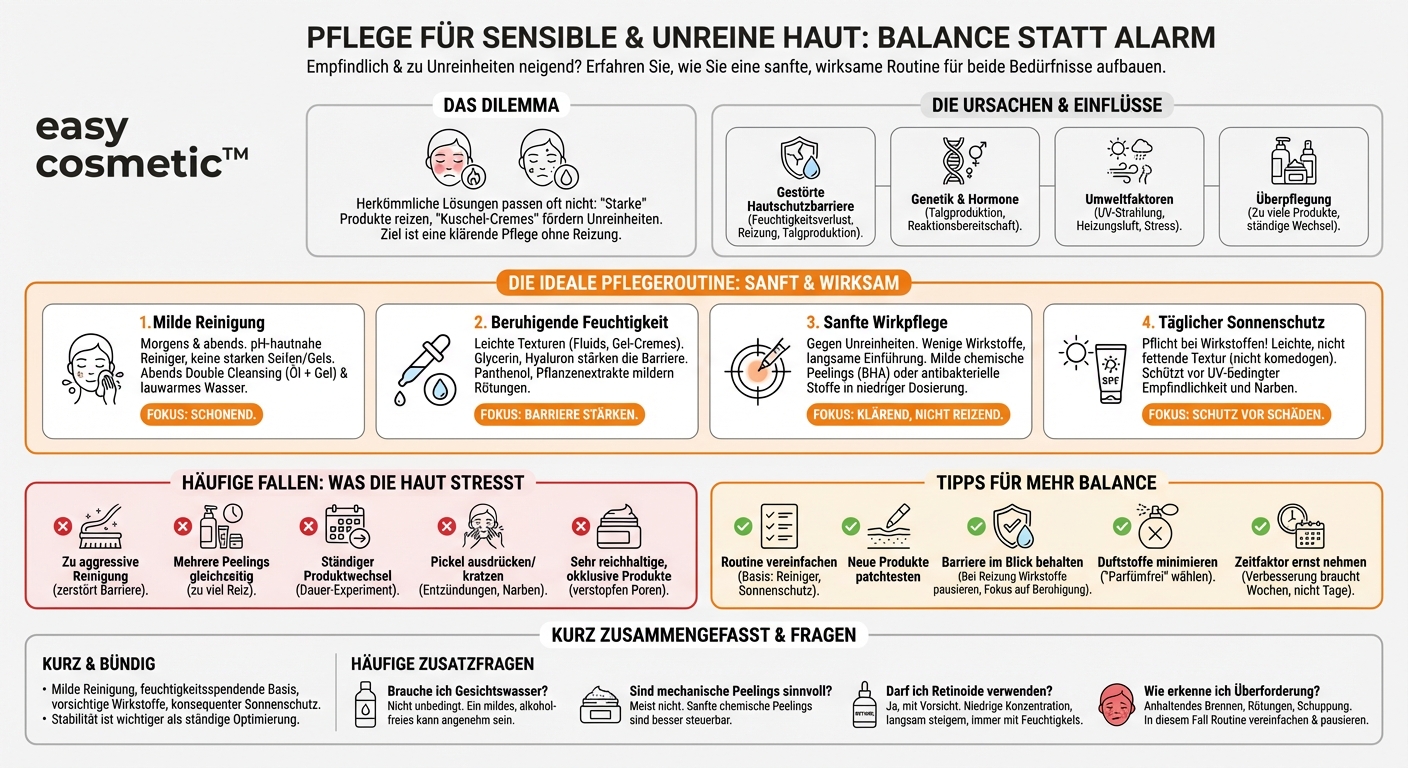 Welche Pflege eignet sich bei gleichzeitig unreiner und empfindlicher Haut?