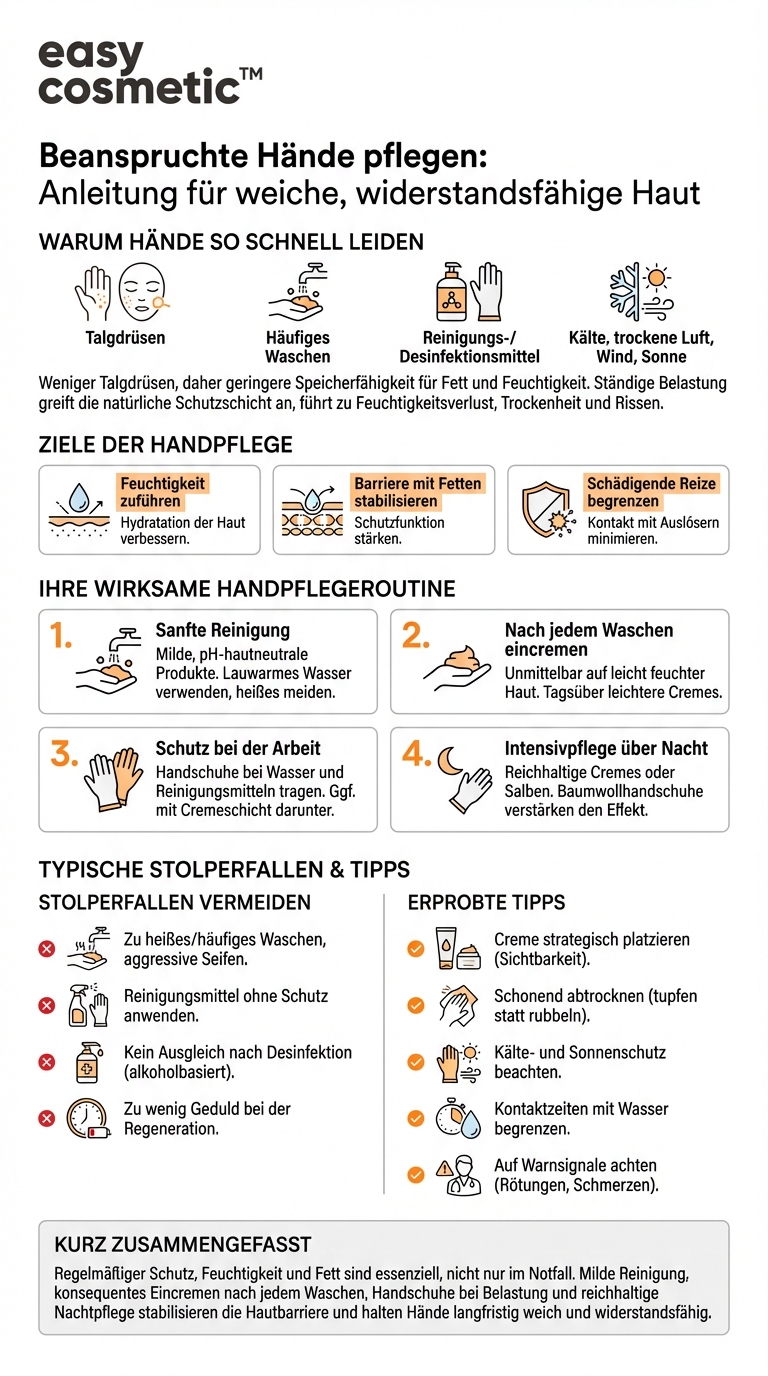 Welche Pflege eignet sich für beanspruchte Hände im Haushalt oder Beruf?