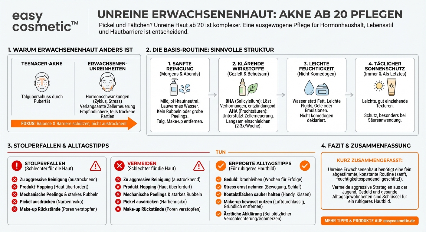 Welche Pflege empfiehlt sich bei zu Unreinheiten und Akne neigender Erwachsenenhaut?
