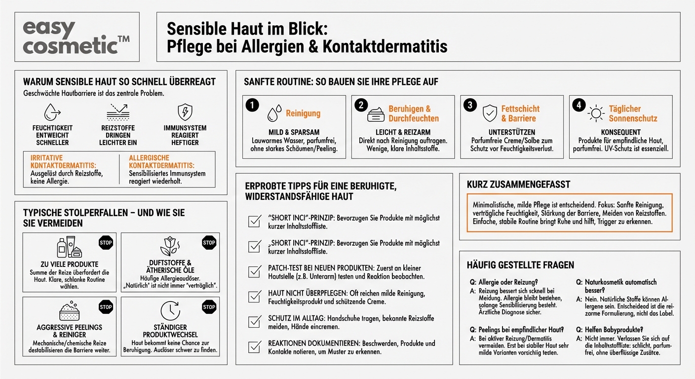 Welche Pflege hilft bei Haut, die zu allergischen Reaktionen oder Kontaktdermatitis neigt?