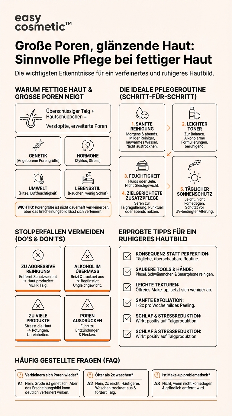 Welche Pflege ist bei großen Poren und fettiger Haut sinnvoll?