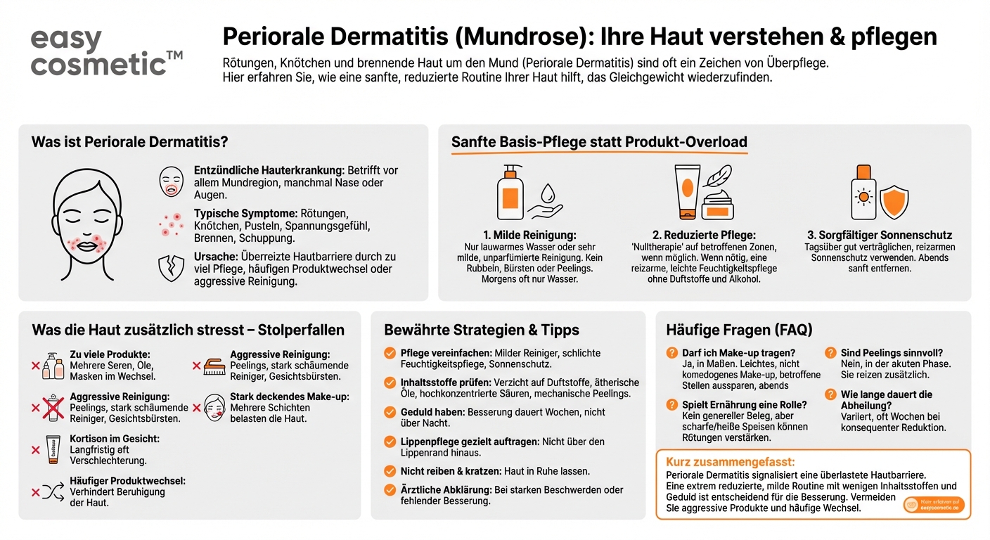 Welche Pflege ist bei perioraler Dermatitis (Mundrose) sinnvoll und was sollte ich vermeiden?