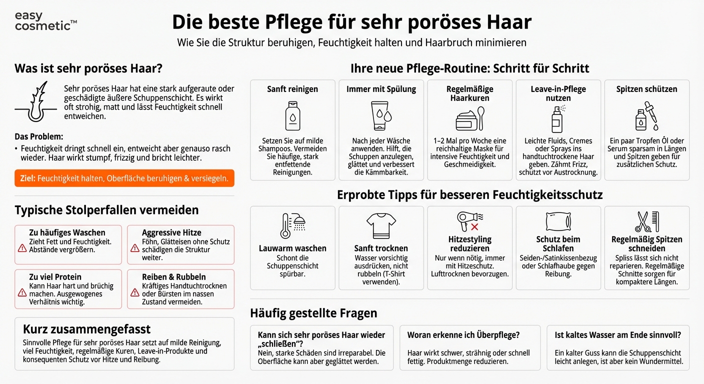 Welche Pflege ist bei sehr porösem Haar geeignet, das schnell Feuchtigkeit verliert?