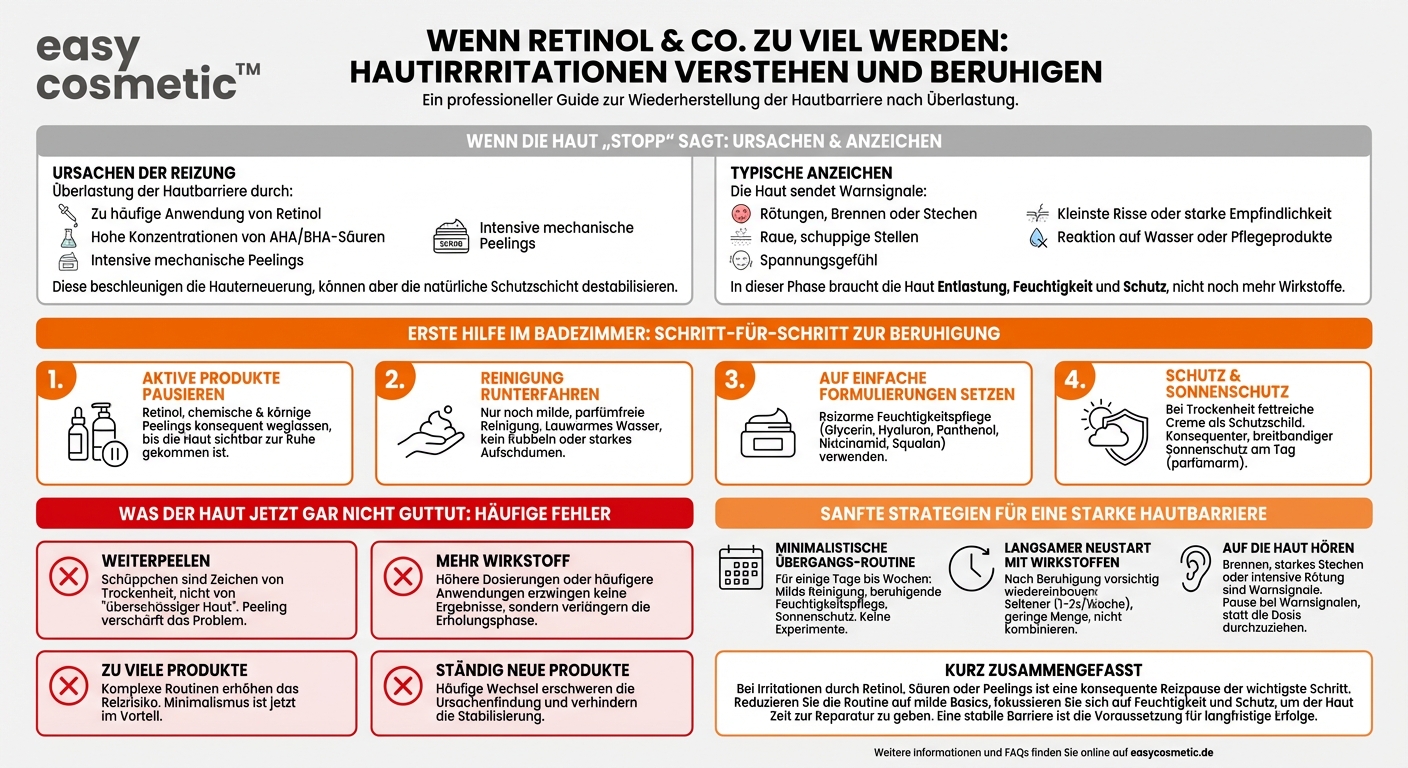 Welche Pflege ist sinnvoll bei durch Retinol, Säuren oder Peelings irritierter Haut?