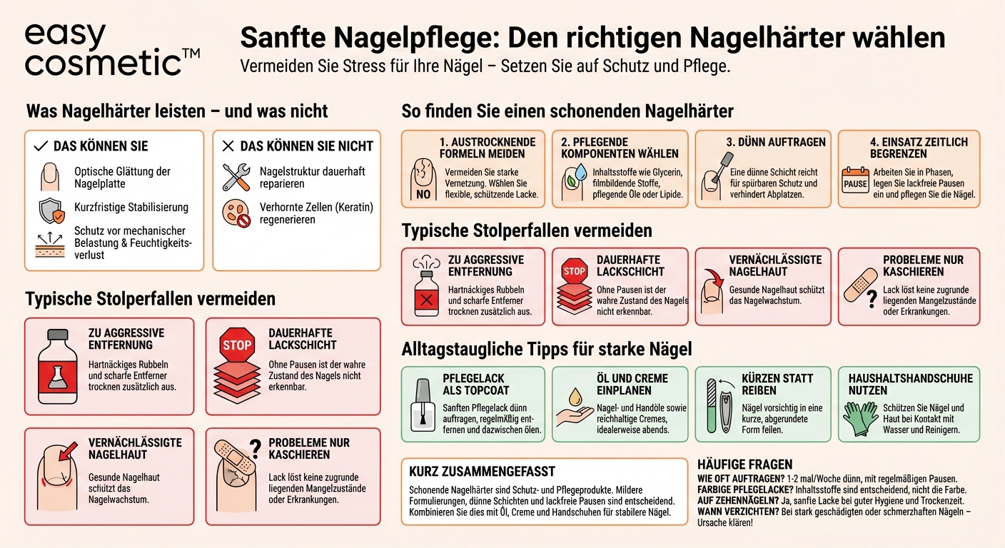 Welche Pflegelacke oder Nagelhärter sind empfehlenswert, ohne die Nägel zusätzlich zu belasten?
