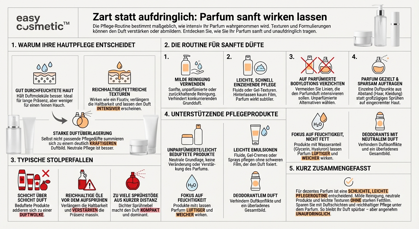 Welche Pflegeprodukte eignen sich, wenn ich möchte, dass mein Parfum möglichst dezent wirkt?
