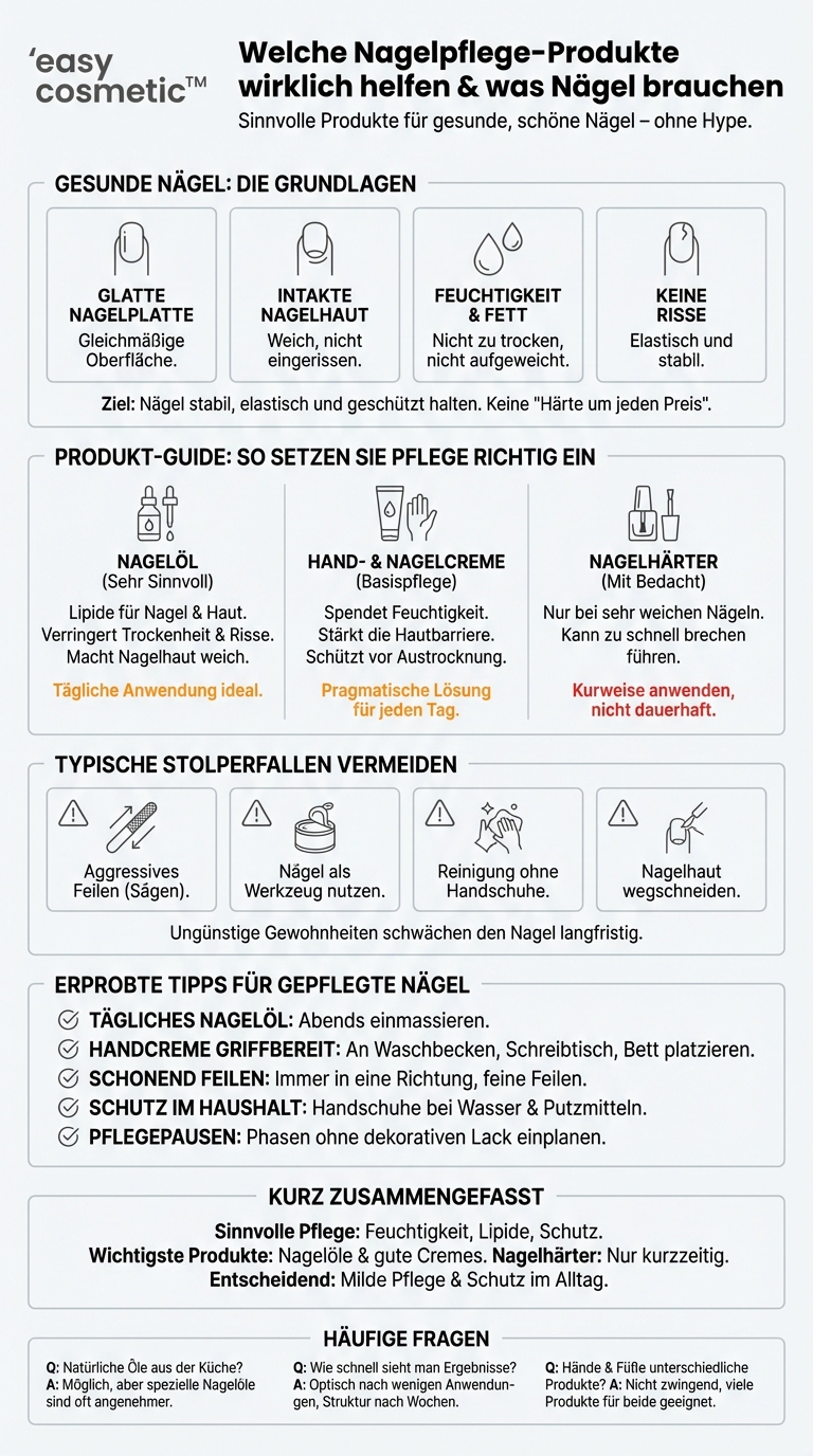 Welche Pflegeprodukte (Öle, Härter, Cremes) sind wirklich sinnvoll für schöne Nägel?