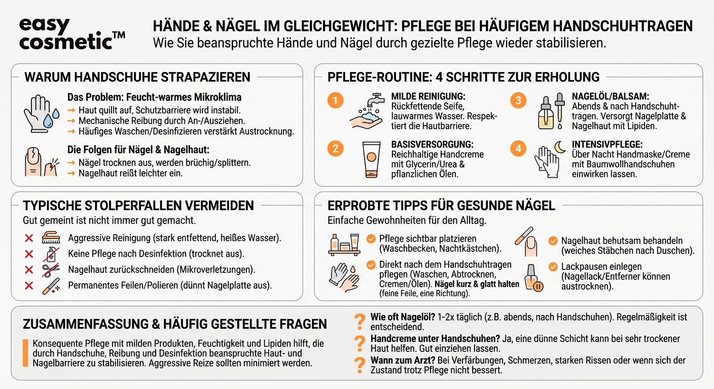 Welche Pflegeprodukte sind empfehlenswert, wenn Nägel durch häufiges Tragen von Handschuhen strapaziert sind?