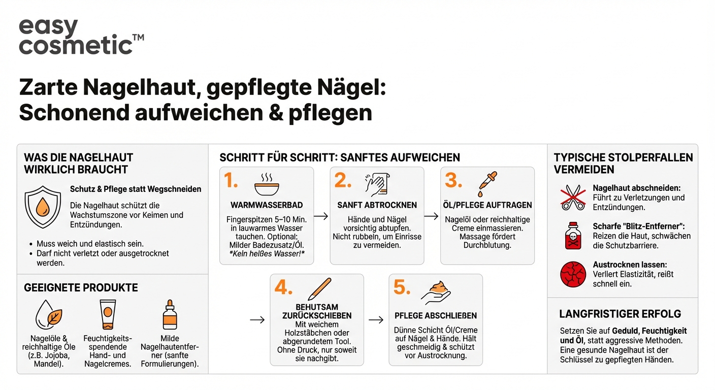 Welche Pflegeprodukte sind ideal, um die Nagelhaut sanft zu erweichen und zurückzuschieben?