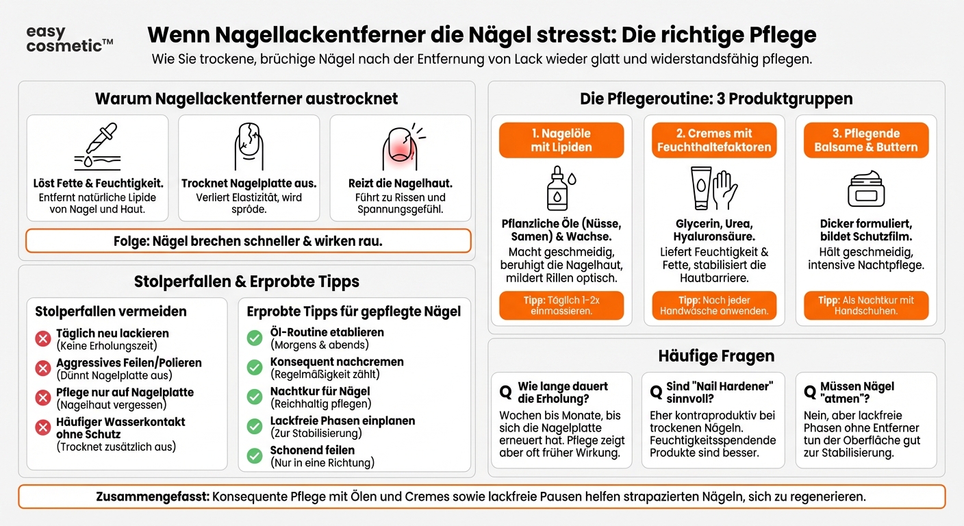 Welche Pflegeprodukte sind sinnvoll für Nägel, die durch Nagellackentferner ausgetrocknet sind?