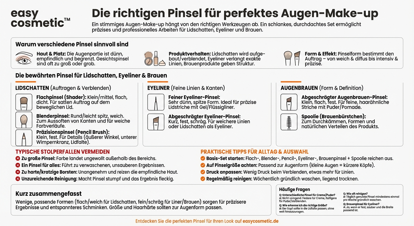 Welche Pinsel brauche ich speziell für Augen-Make-up wie Lidschatten, Eyeliner und Augenbrauen?